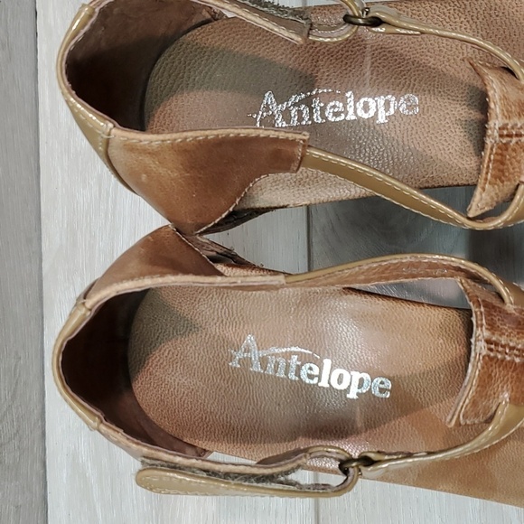 Anthropologie Antelope Karise  Ankle Leather Wedge Sandals Shoes sz 39/8 - Picture 6 of 12